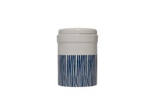 MOG AND BONE CERAMIC CANISTER BLUE STRIPE