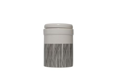 MOG AND BONE CERAMIC CANISTER GREY STRIPE