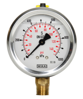 Pressure Gauge 16Bar S/S rear entry, Liquid filled 63mm