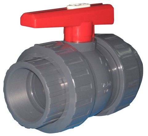 PVC double union ball valve - threaded 15mm