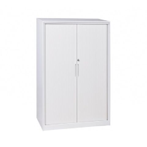 Tambour Cupboard H1980xW1200xD500mm 4Sh White