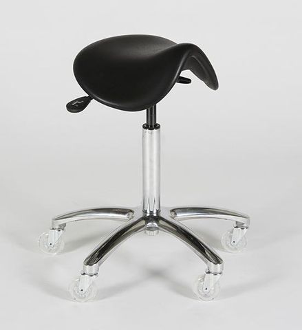 Saddle Stool 200 Gas, 75mm Castors, Black PU