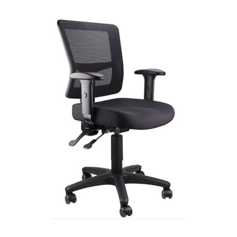 Toledo Mesh Back Chair Adj Arms 2L 110kg Blk Mesh/Seat