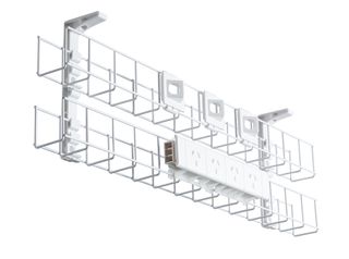 Wire Grid Basket 2tier L1250x50mm & 2 Mount Brackets White