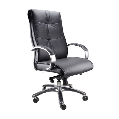 Belair Executive Chair with Arms Black Leather 110kg