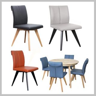 Hendriks Chair  Timber Legs Leather Seat