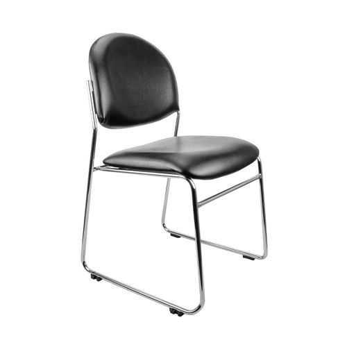 Rod T Visitor Chair No Arm Chrome Frame Black Vinyl 110kg