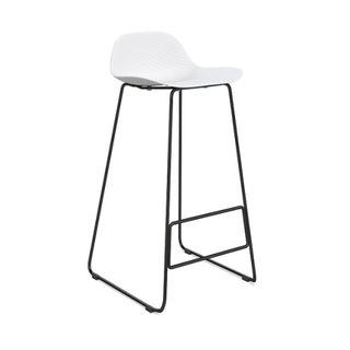 Emboss Bar Stool  Black Frame/White Shell 110kg