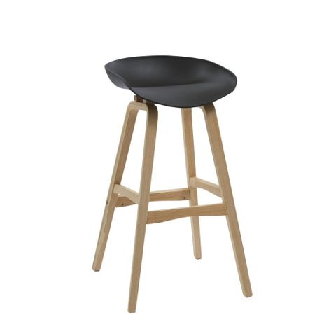 Virgo Bar Stool 4leg timber frame, Black PP seat 110kg