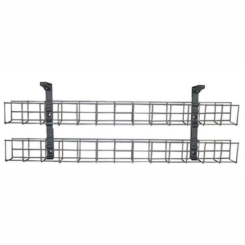 Wire Grid Basket 2tier L650x50mm & 2 Mount Brackets White