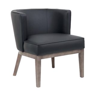 Leo Tub Chair Wooden Legs Black PU