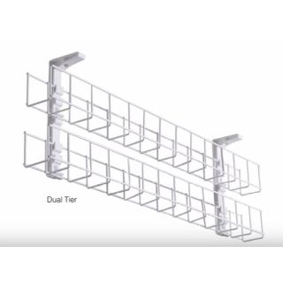 Wire Grid Basket 2tier L950x50mm & 2 Mount Brackets White