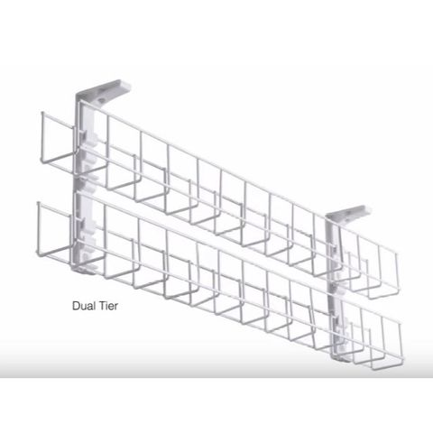 Wire Grid Basket 2tier L950mm  & 2 Mount Brackets White