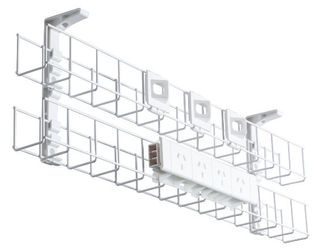 Wire Grid Basket 2tier L1550x50mm & 2 Mount Brackets White