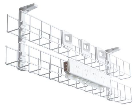 Wire Grid Basket 2 tier L1550mm & 2 Mounting Brackets White