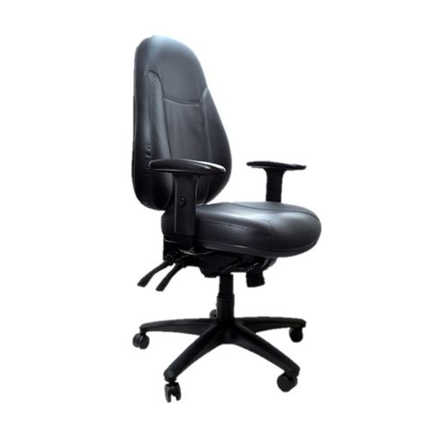 Persona High Back Office Chair 24/7, Black Leather 160kg