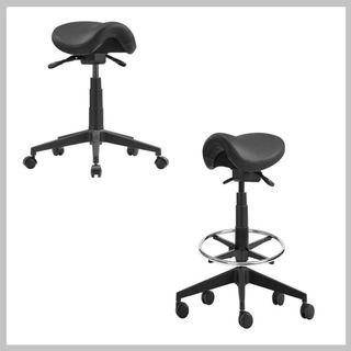 Cad saddle stool 140mm gas Black PU 120kg