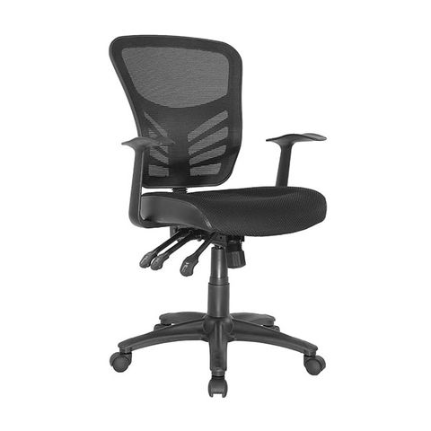 Yarra Mesh Back Chair Fixed Arms 3L 120kg  Black