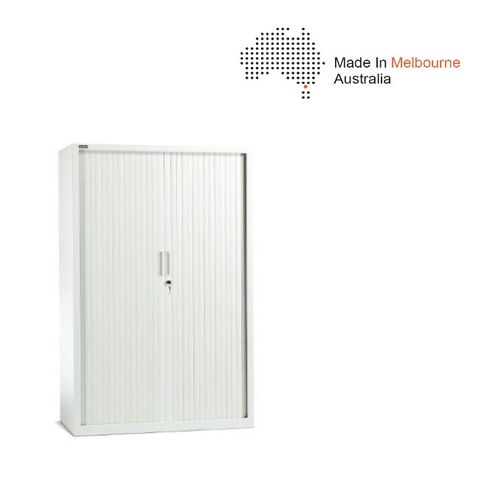 Tambour Door Cabinet H1980xW1200xD500mm 4Sh White