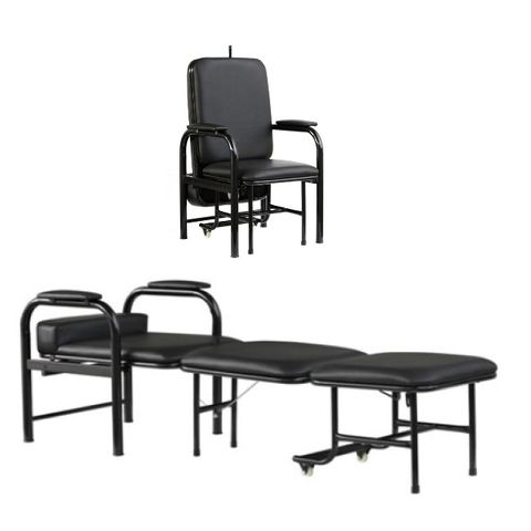 Folding Sickbay Lounge Chair/Bed Black Vinyl 120kg