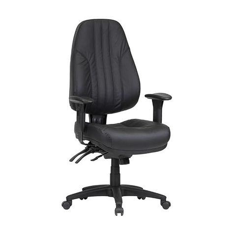 Rover HB Multi Shift Chair w Arms 4L 140kg Blk Leather