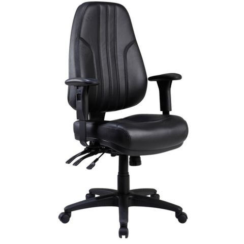 Rover HB Chair with Arms 4Lever Black Leather 140kg