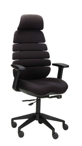 Leaf Headrest Chair Adj Arms Black Fabric 135kg