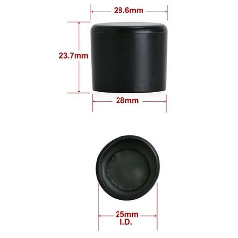 1 Inch Round External Flat Stopper Black