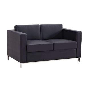 Plaza Two Seater Soft Seating Black PU 260kg