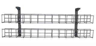 Wire Grid Basket 2tier L1250x50mm & 2 Mount Brackets Black