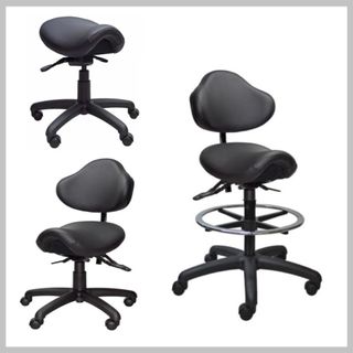 Ergo Saddle Seat No Back  2L Tilt 110 kg Black Vinyl