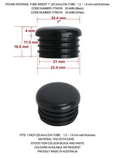 P769 x 1" Round internal tube insert Black