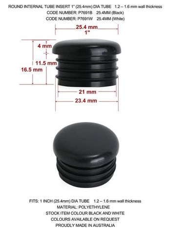 Round internal tube insert, Black