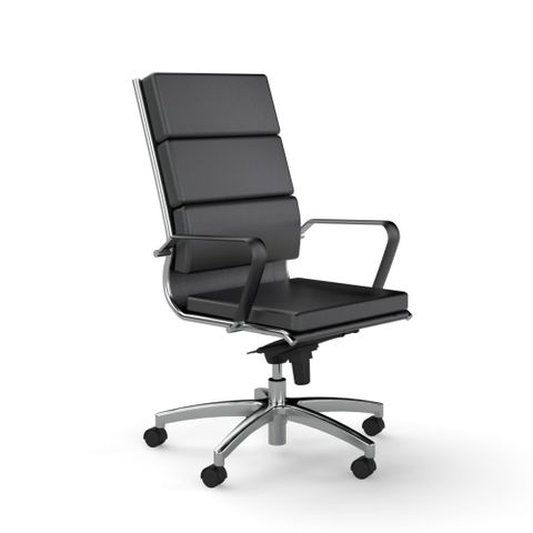 Mode High Back Exec Swivel Chair 140 kg  Black PU