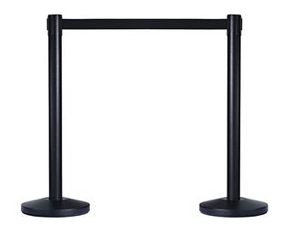 Retracta Q Retractable Barrier Stand Matt Black  Black Belt