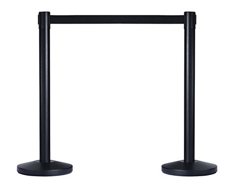 Retracta Q Retractable Barrier Stand Matt Black  Black Belt