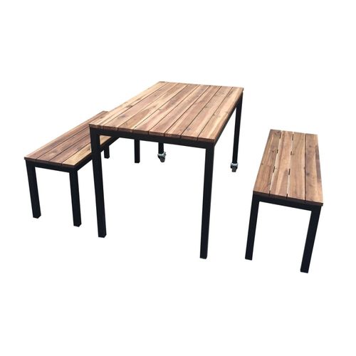 Outdoor Beer Table & 2 benches L1200x700 Elm/Black