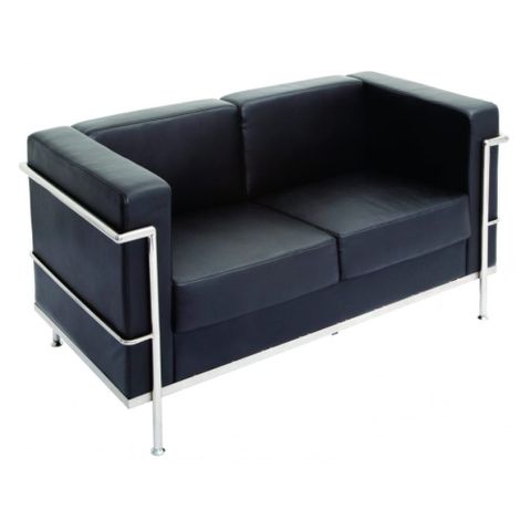 Space 2 Seater Lounge 280kg Blk PU Leather