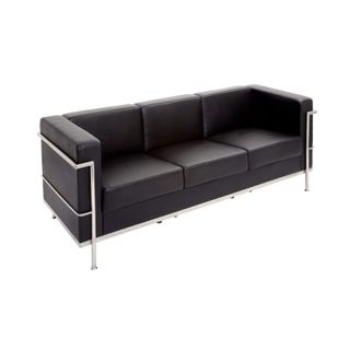 Space 3 Seater Lounge 375kg Blk PU Leather