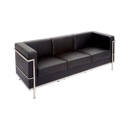 Space 3 Seater Lounge 375kg Blk PU Leather