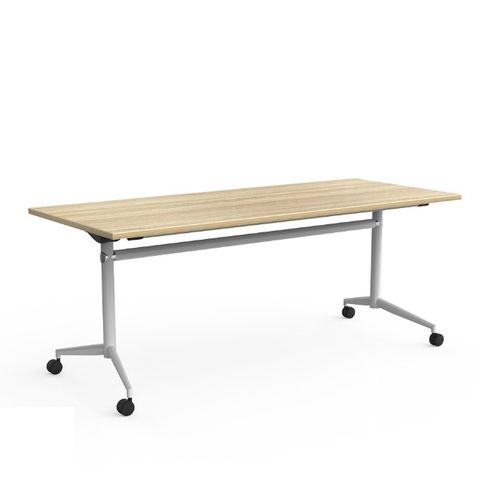 Uni Flip Table L1500xD750mm Silver Frame New Oak