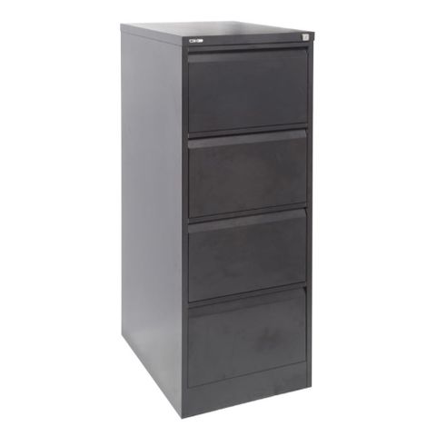GO 4 Dr Filing Cabinet H1321xW460xD620mm Graphite Ripple