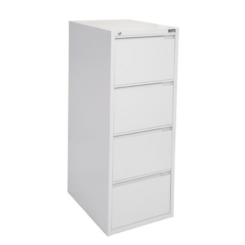 GO 4 Dr Filing Cabinet H1321xW460xD620mm White Satin