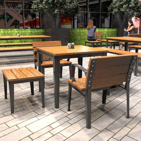 Glenelg Outdoor Table 830mm/2 bench/2 chair Spotted Gum Timber