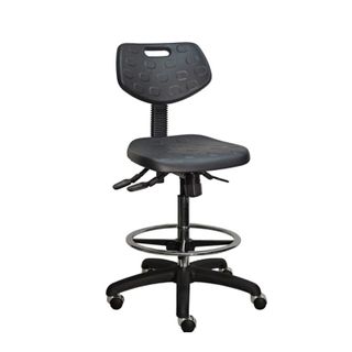 PU Industrial Square Back Drafting Stool Chrome 120kg