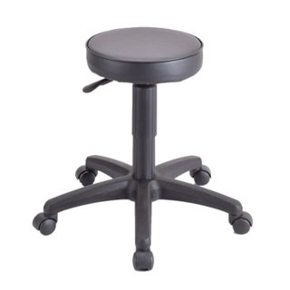 Stool Round Top Black PU with castors 110kg