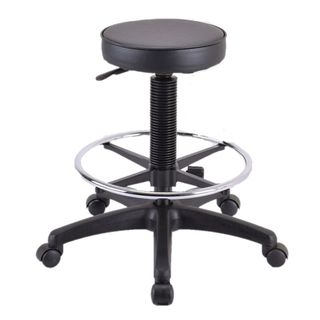 Stool Round Top Drafting Height Black PU, 110kg