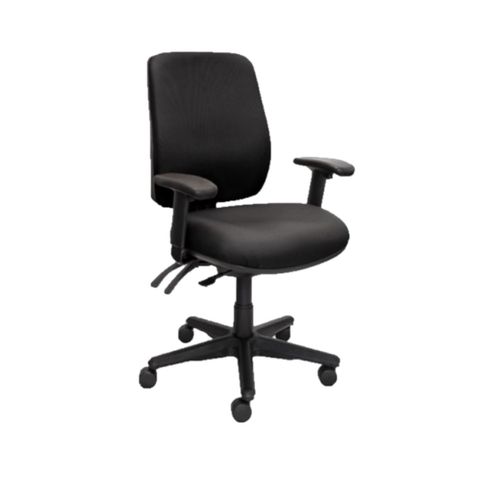Roma High Back Chair Adj Arms 3L S/slide 140kg Black