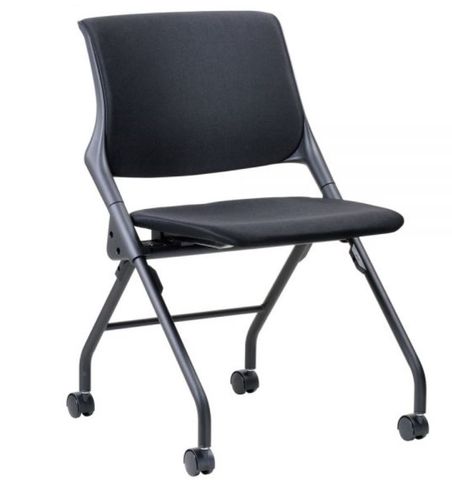 Cross Mobile Folding Chair. Mesh Back & Fabric Seat