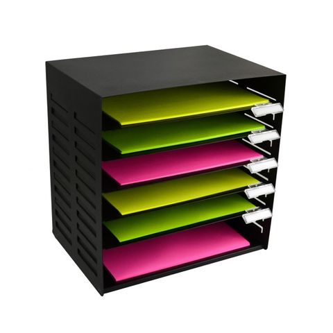 Metal Stationery Rack 6 Tier - Black